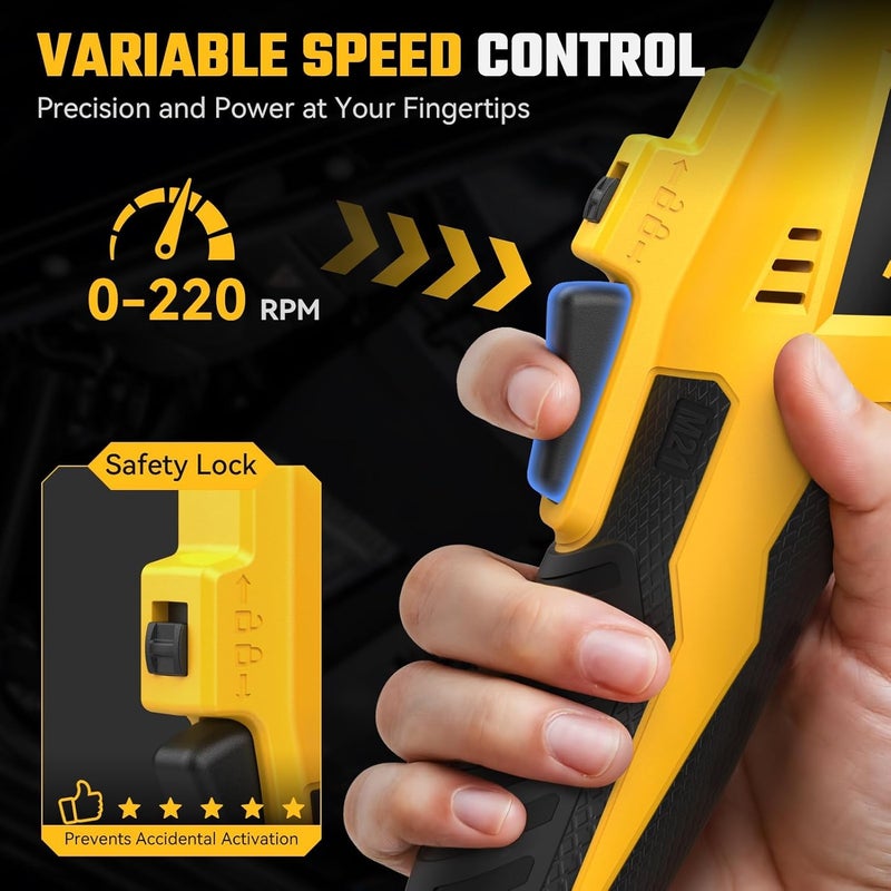 XGOBHC 3/8 Inch Cordless Ratchet Wrench for DeWalt 20V Max Battery - 42Ft-Lbs Brushless Motor Electric Ratchet Set with 0-220RPM Variable Speed, 8 Sockets, 3/8" and 1/4" Adapters,3" Extension Bar (Tool Only) - Image 4